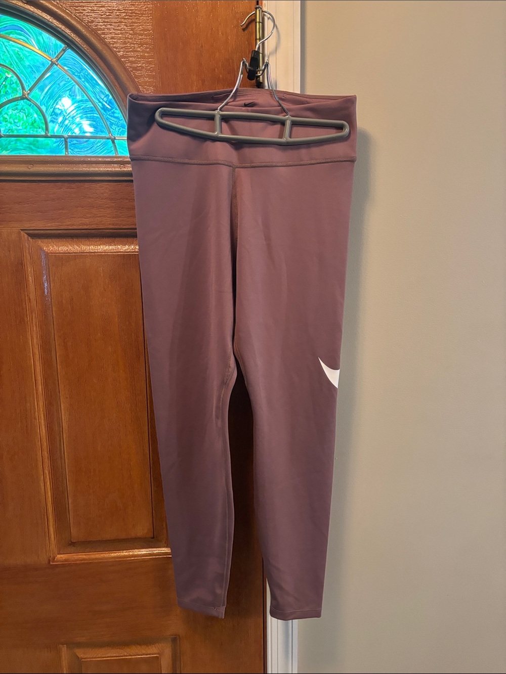 Nike Maroon Leggings with White Swoosh